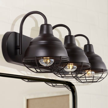 Levi 24.5" Industrial Farmhouse Iron LED Vanity - JONATHAN Y